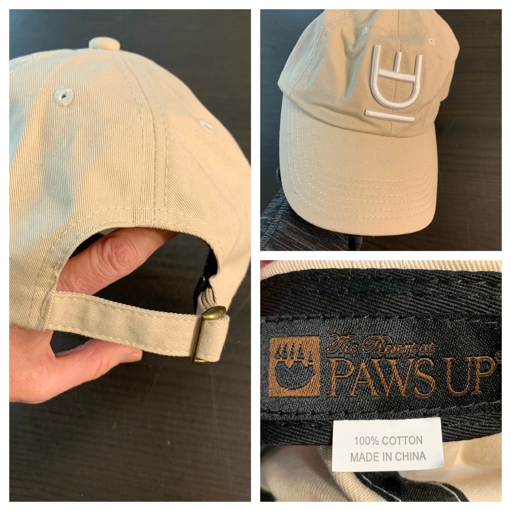 Paws Up Baseball Cap Tan Cotton Adjustable Strap Embroidered Logo Unisex Montana